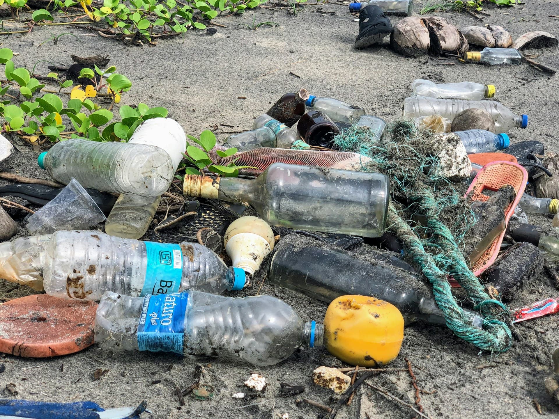 Plastic trash on beach